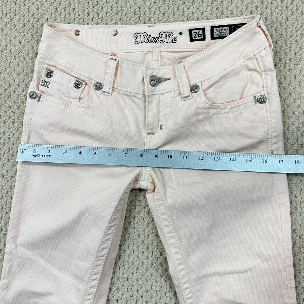 Miss Me Jeans Womens 26 Bubble Gum Pink Skinny Embroidered Rhinestone Cross - Picture 9 of 16